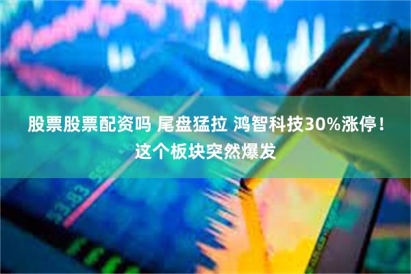 股票股票配资吗 尾盘猛拉 鸿智科技30%涨停！这个板块突然爆发