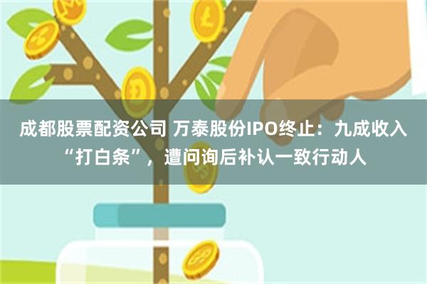 成都股票配资公司 万泰股份IPO终止：九成收入“打白条”，遭问询后补认一致行动人